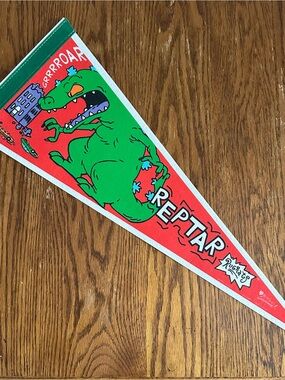 VTG 1990s Rugrats Reptar Pennant 9x24 Rare